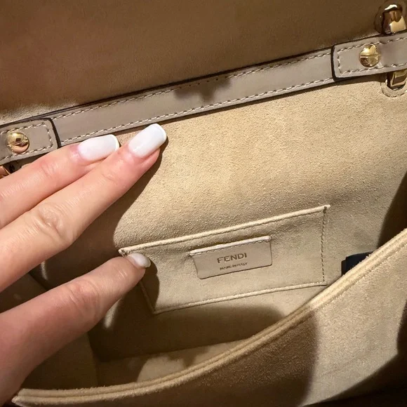 Fendi Beige Crossbody Bag with Gold Accents Crossbody Bags